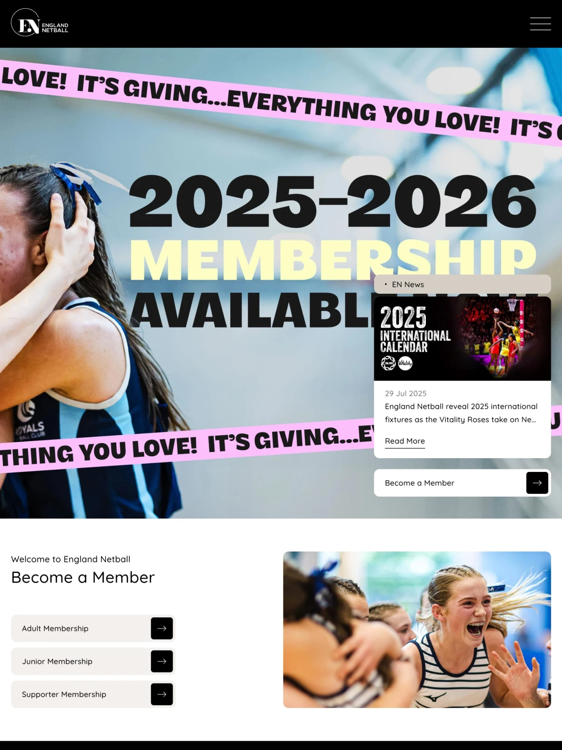 Screenshot of England Netball