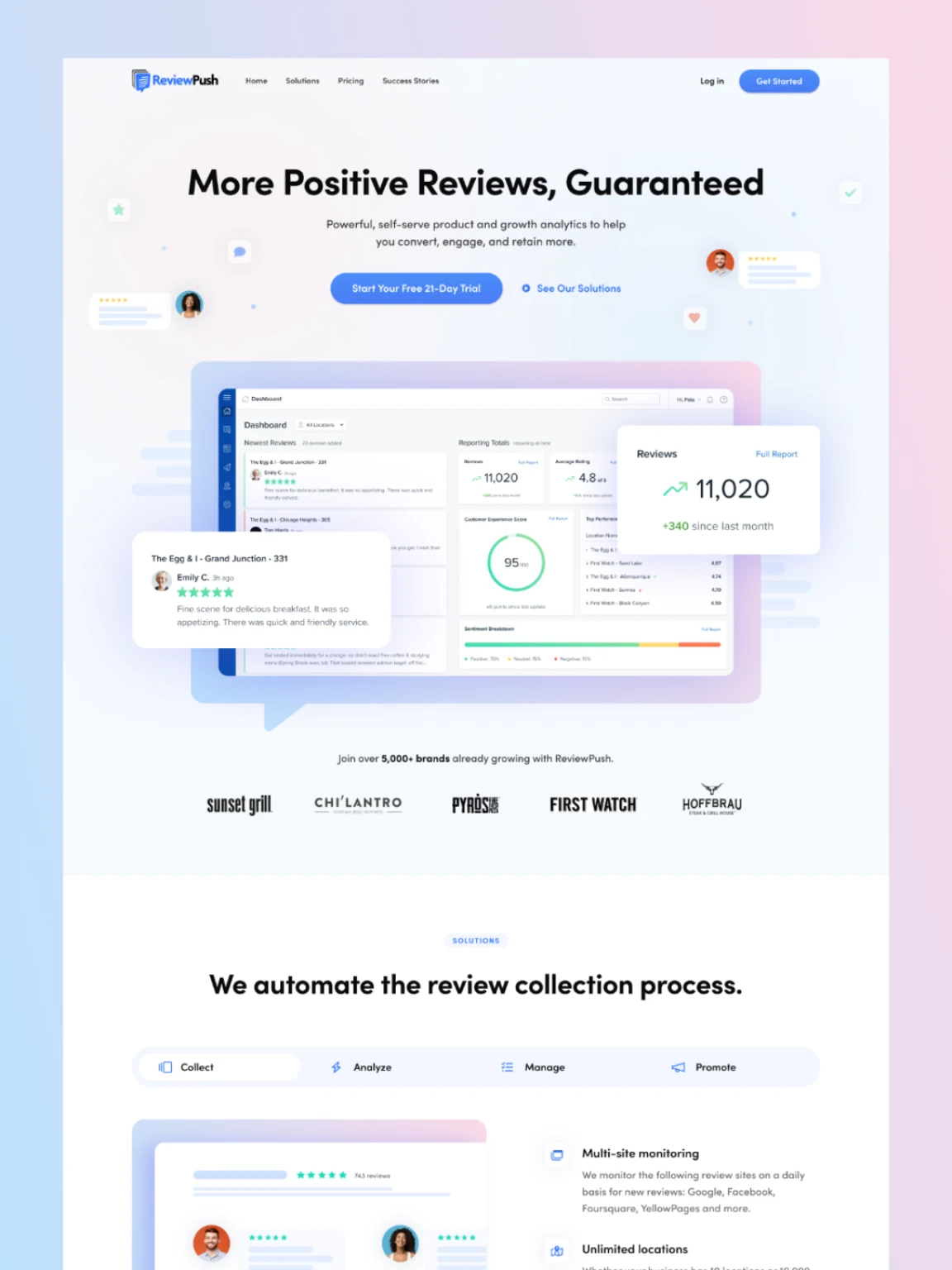 Screenshot of ReviewPush