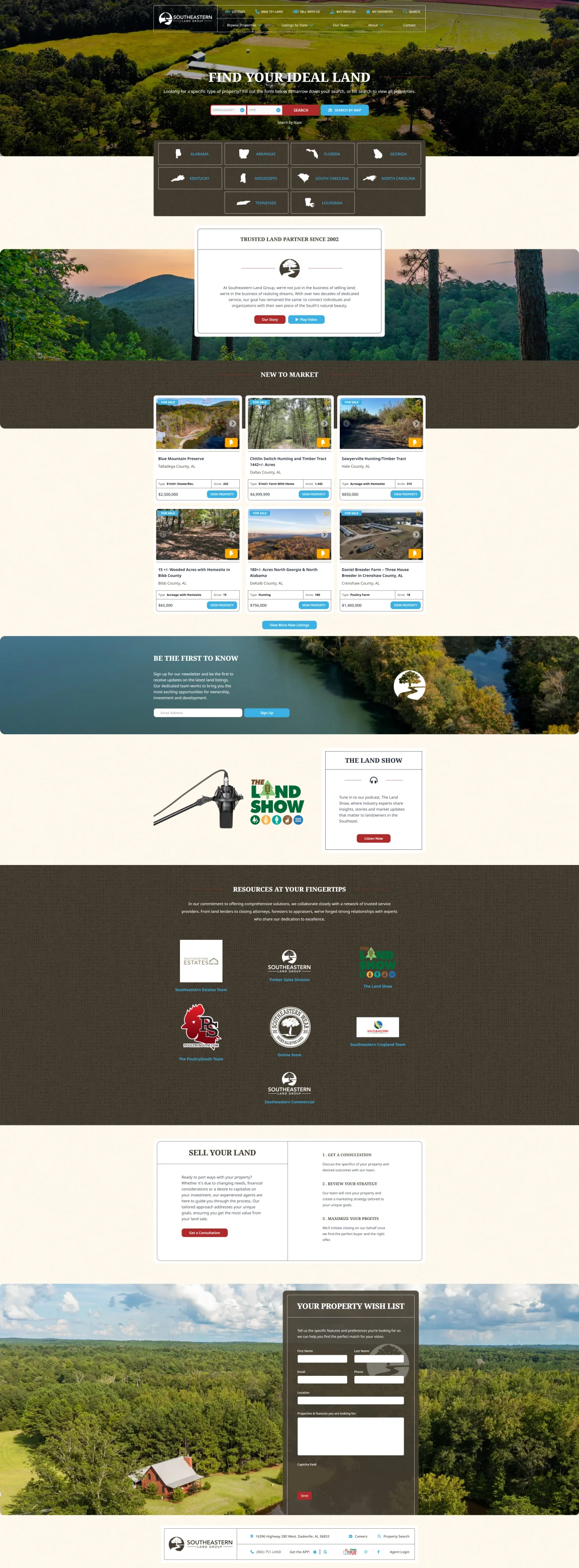 Screenshot of Southeastern Land Group