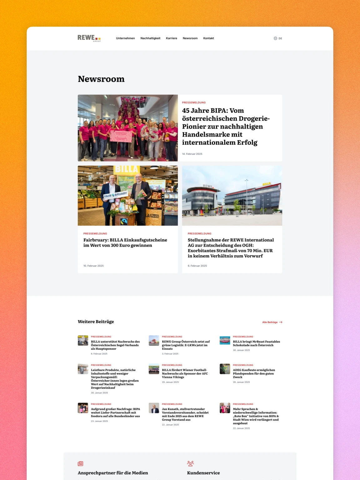 Screenshot of REWE Group