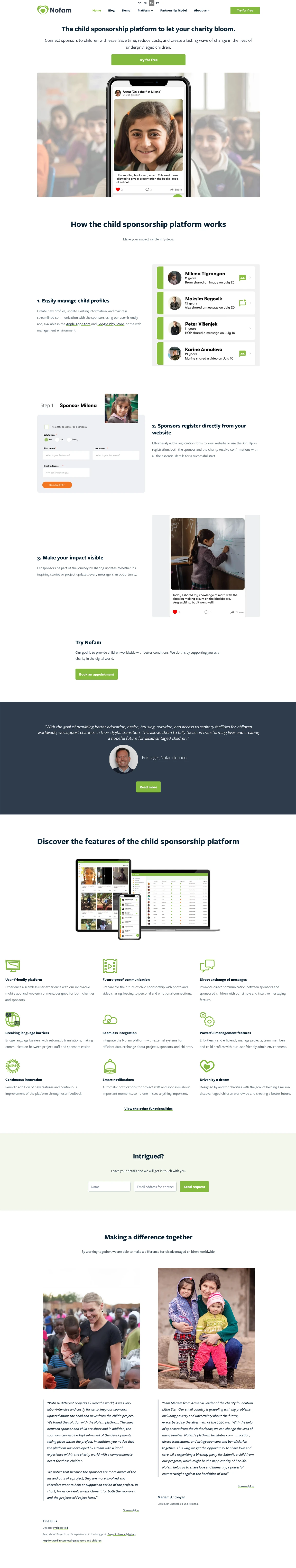 Screenshot of The Child Sponsorship Platform