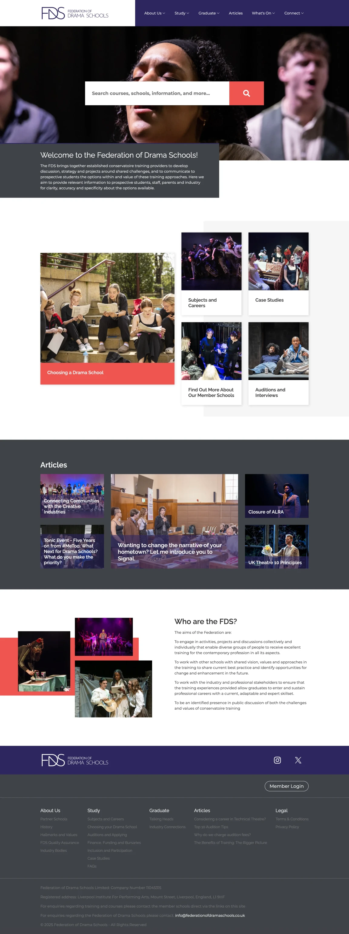 Screenshot of Federation of Drama Schools