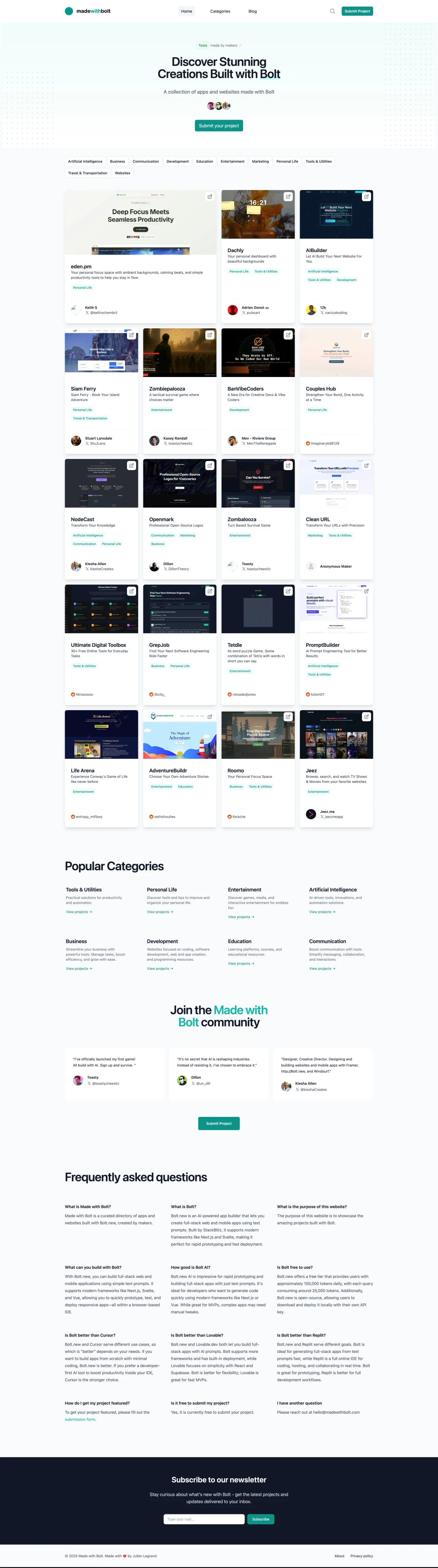 Screenshot of Made with Bolt