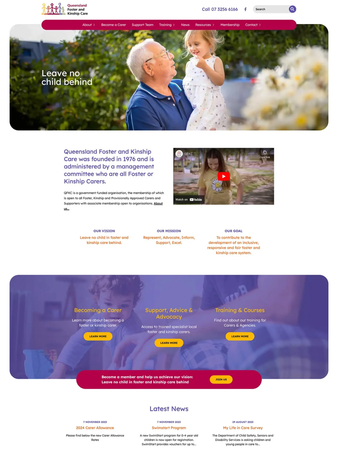 Screenshot of Queensland Foster and Kinship Care