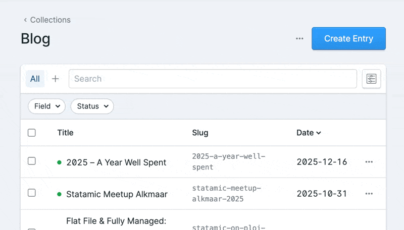 A listing table in Statamic 5