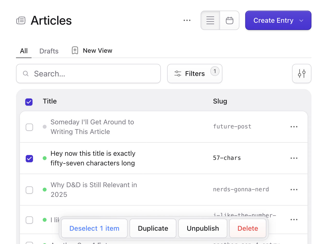 A listing table in Statamic 6