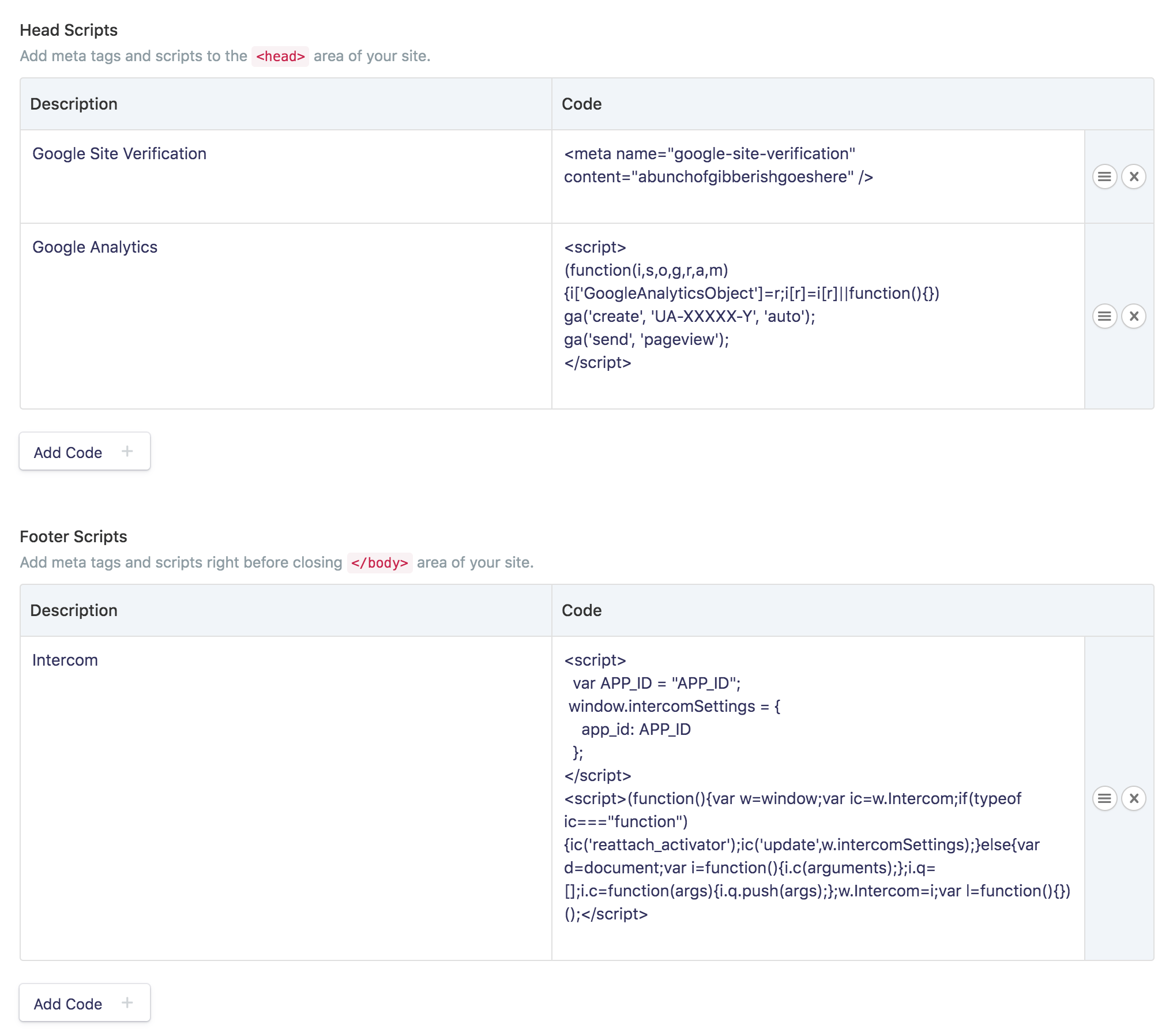 Head and Footer Embed Grid Fields