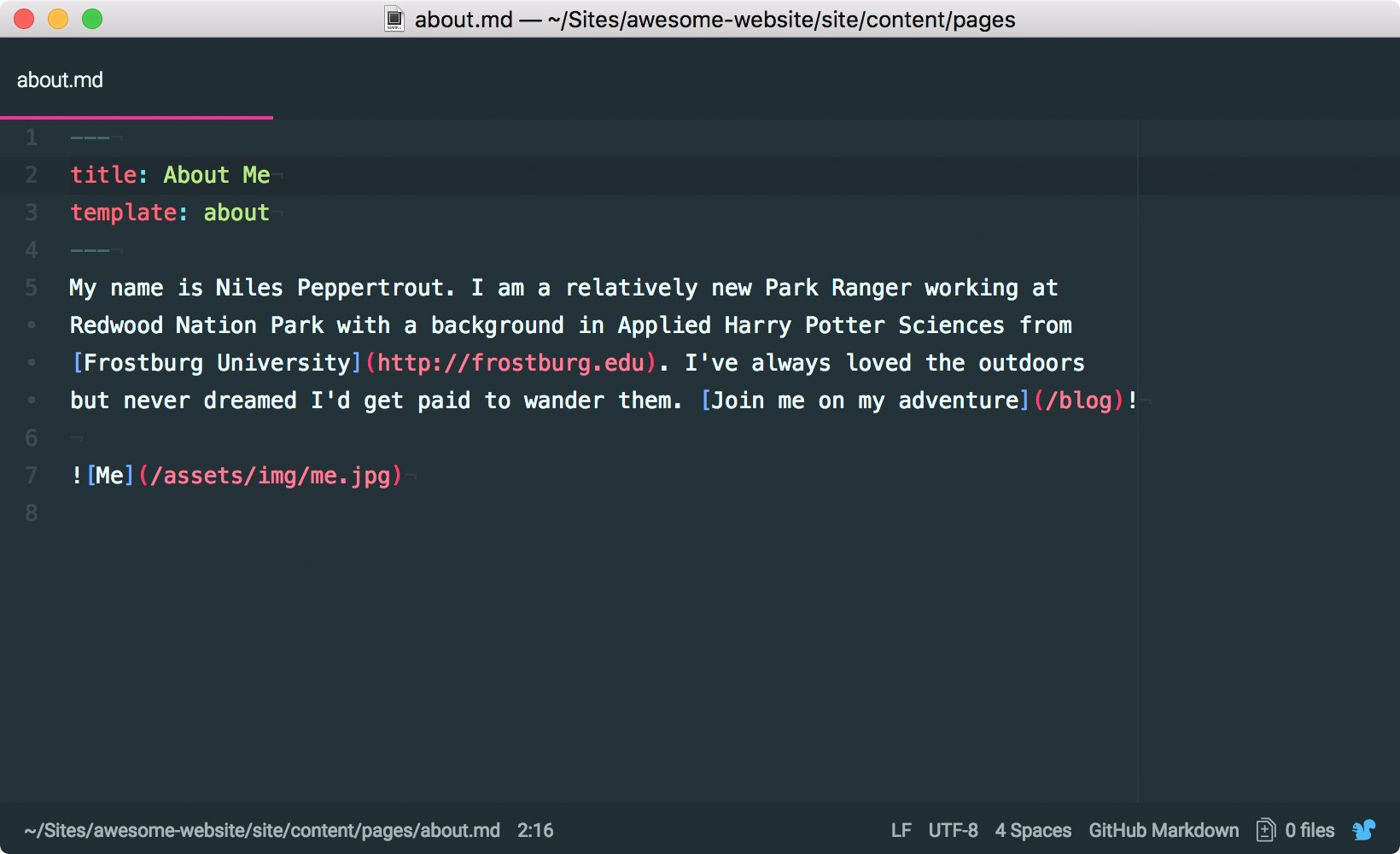 Markdown in a flat file