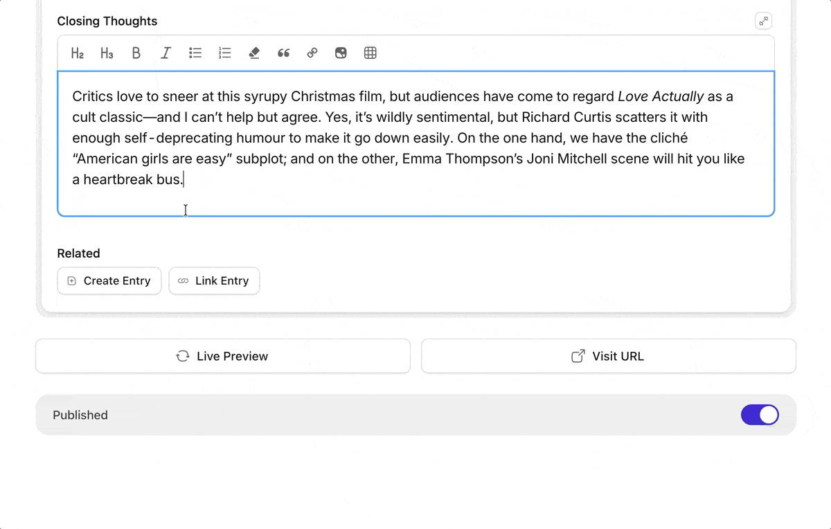 Statamic Bard Editor