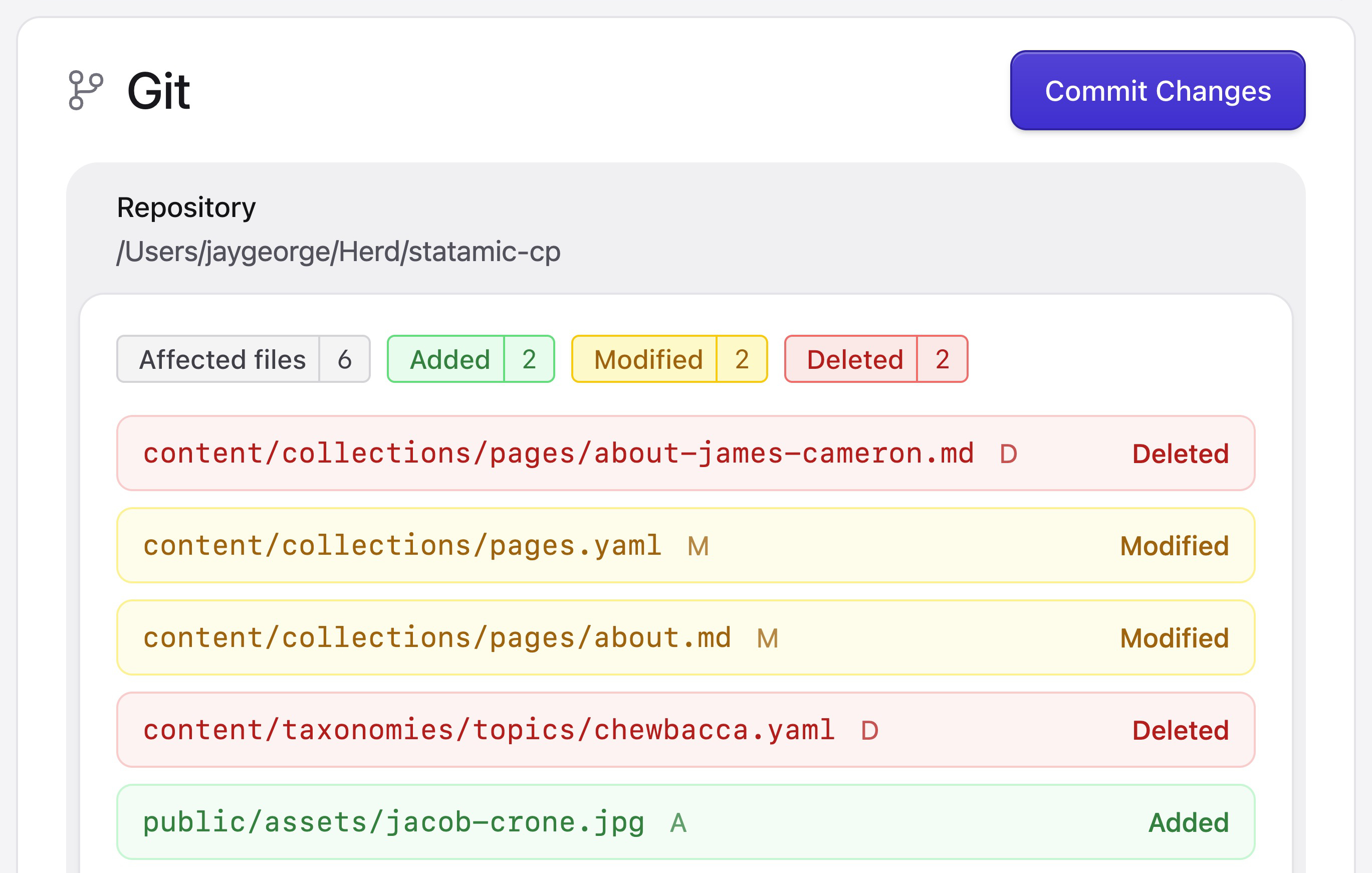 Statamic Git Integration