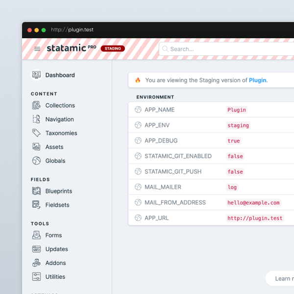 Statamic Environment Indicator & Widget Thumbnail
